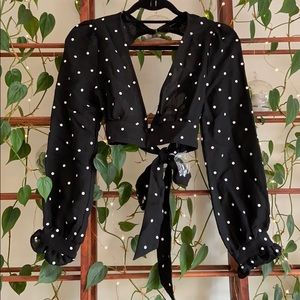 Etophe Studios Black Polka Dot Crop Top